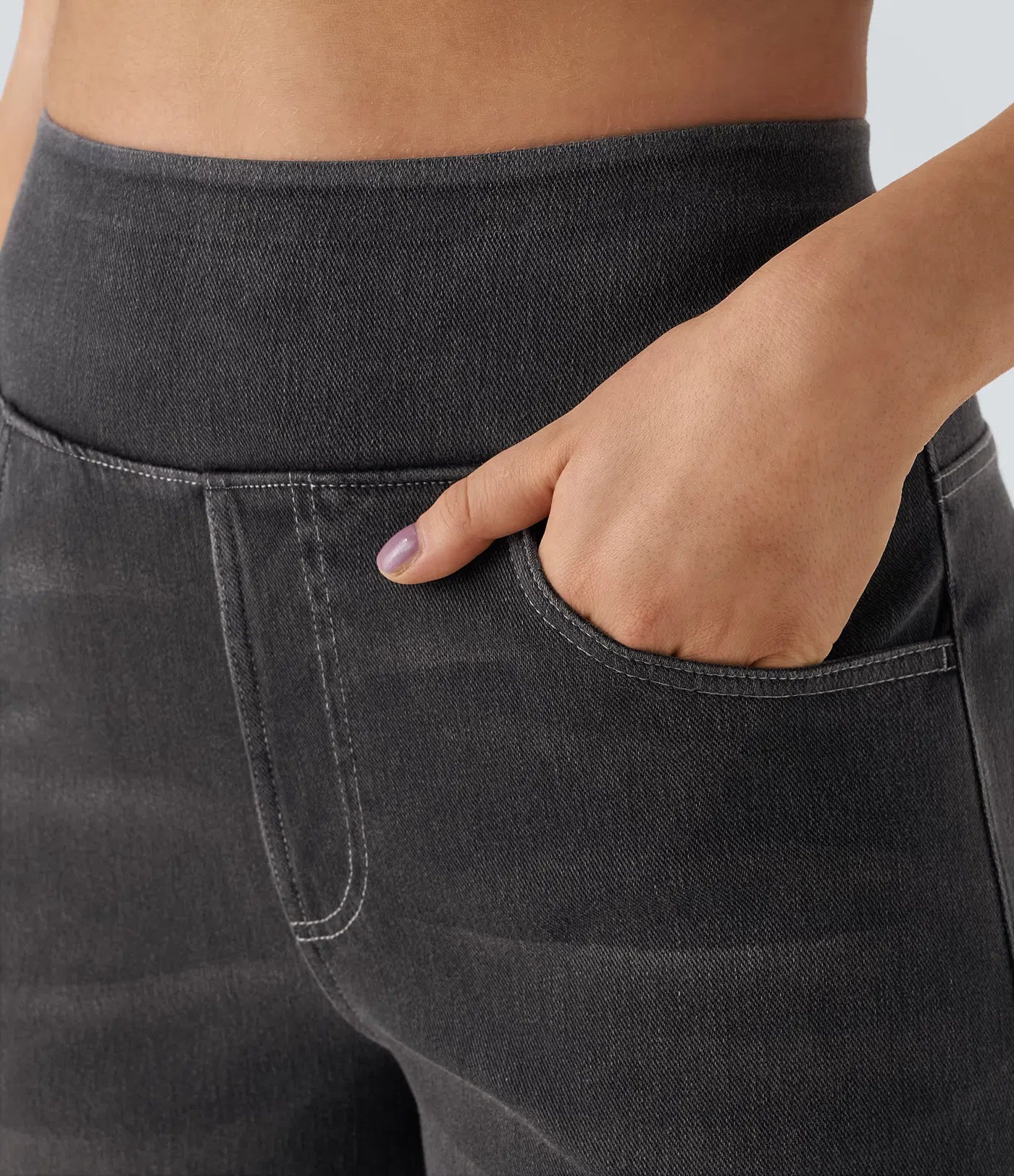 Nordyx Flex™Høytlivede baggy jeans med vide ben, vasket look og flere lommer