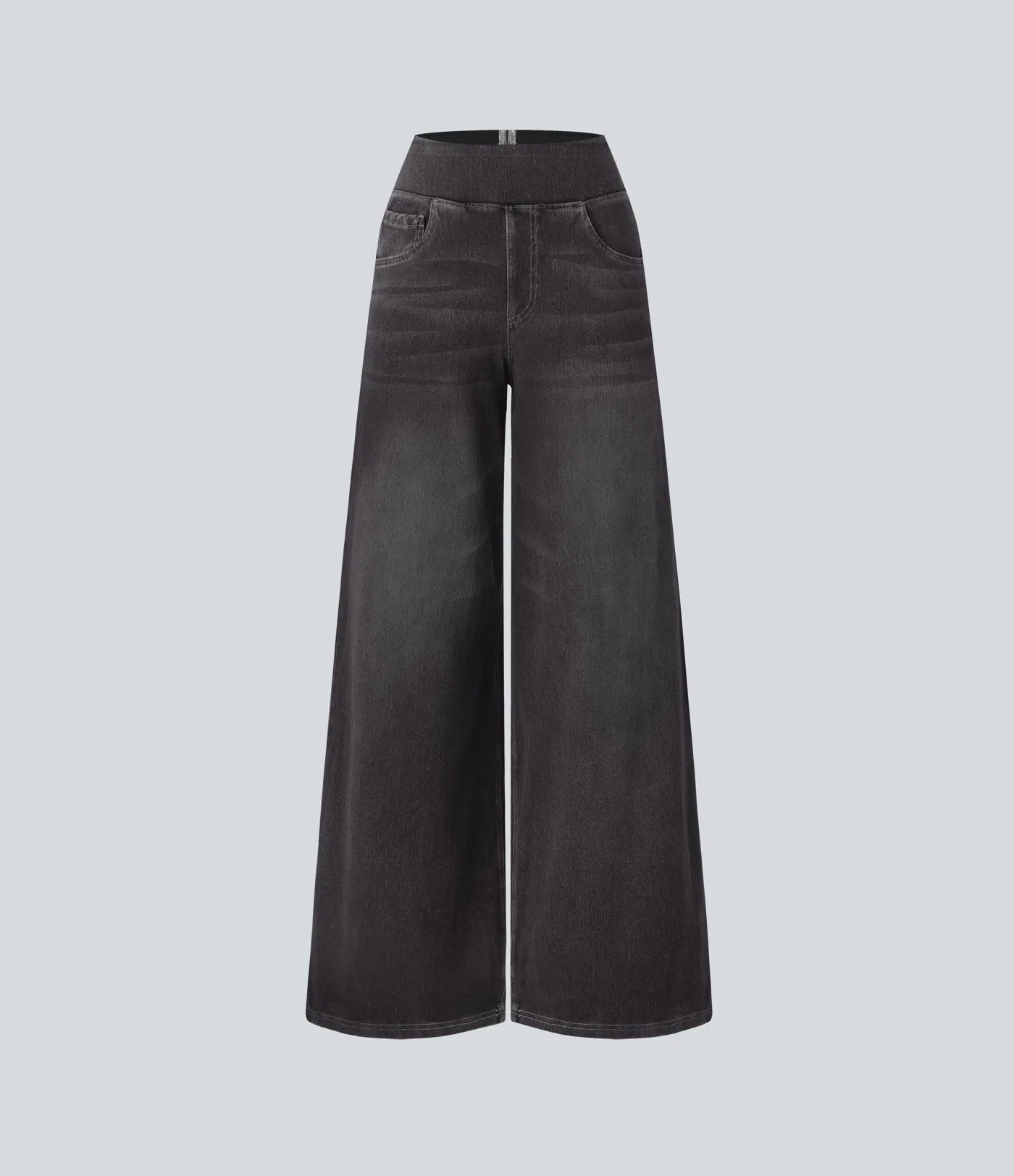 Nordyx Flex™Høytlivede baggy jeans med vide ben, vasket look og flere lommer