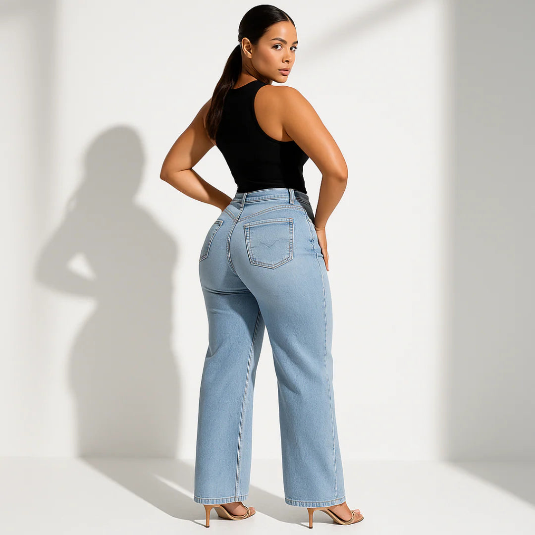 Nordyx™Stretch-denimjeans med vide ben, mellomlav midje