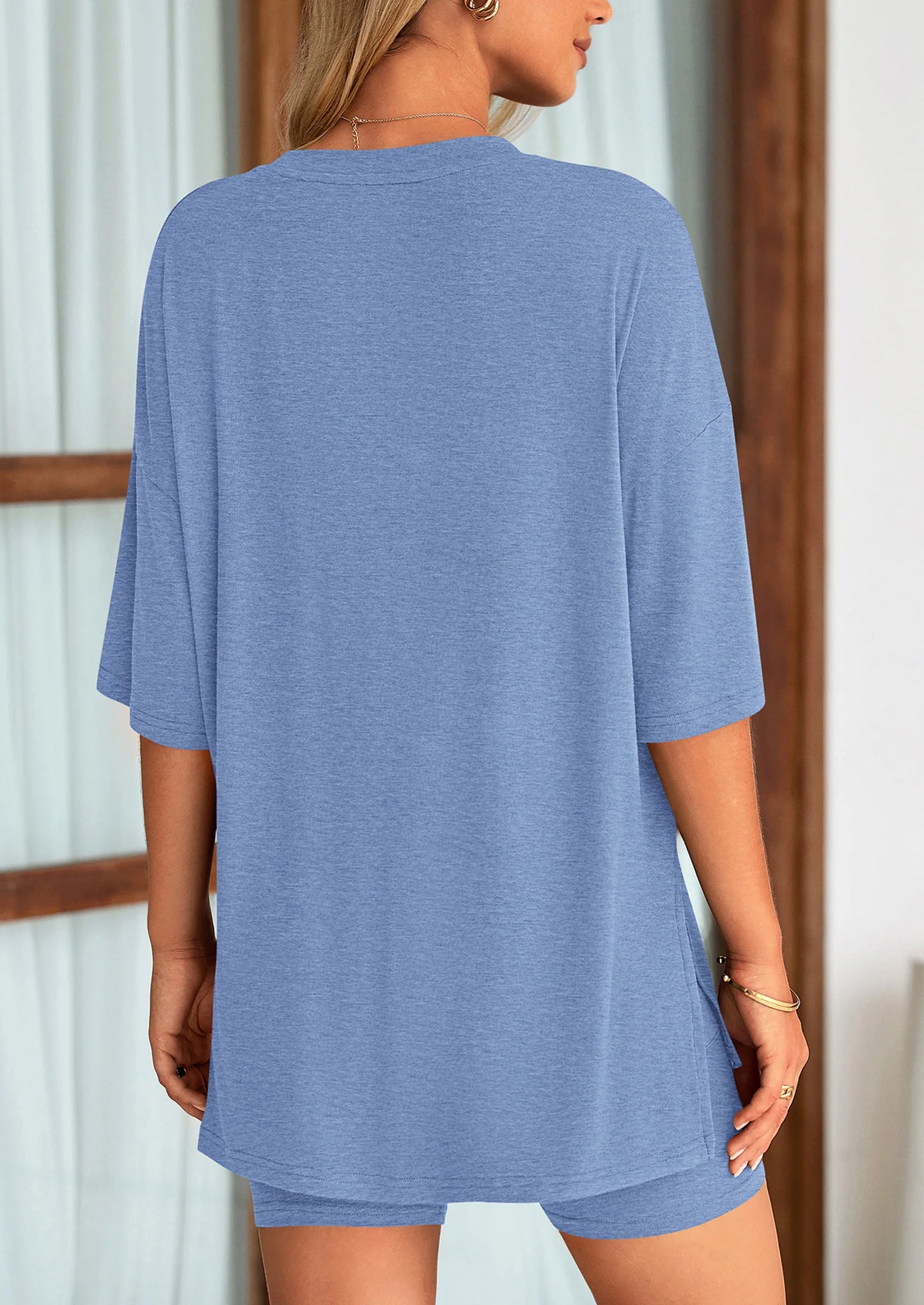 Nordyx™ Sommer loungesett i to deler Oversized skjorte og matchende sykkelshorts