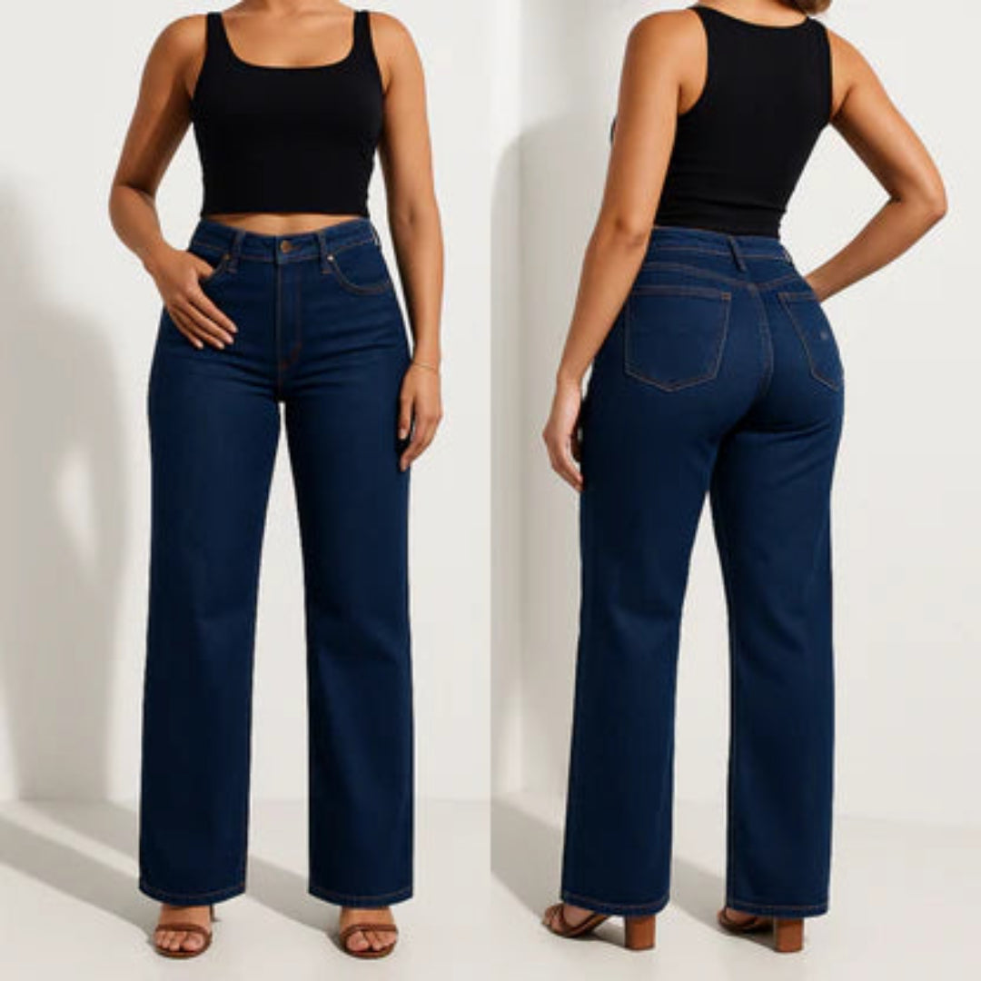 Nordyx™Stretch-denimjeans med vide ben, mellomlav midje