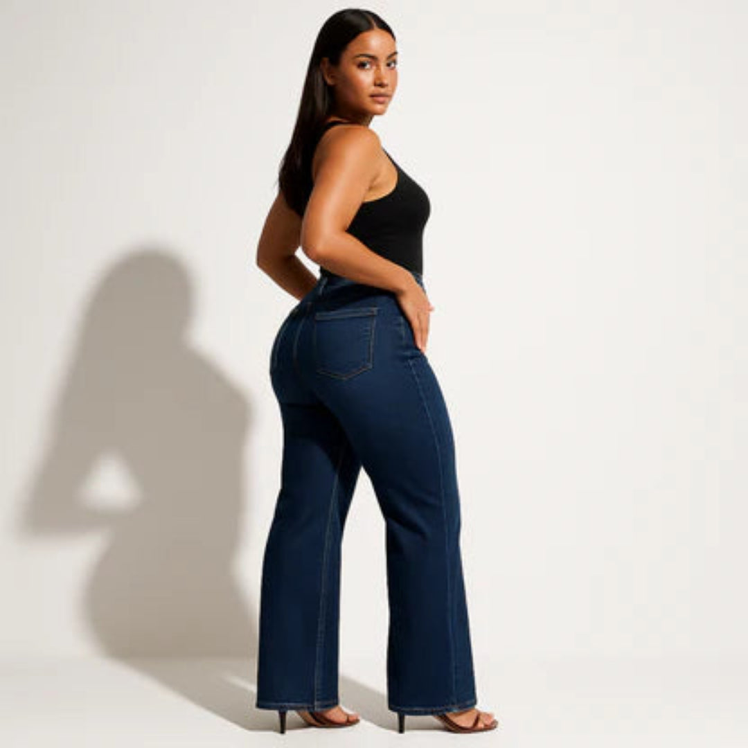Nordyx™Stretch-denimjeans med vide ben, mellomlav midje