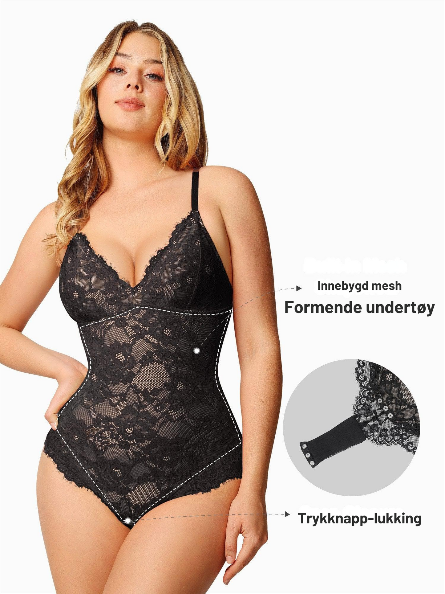 Nordyx™Flatterende bodysuit i blonde med dyp V-utringning