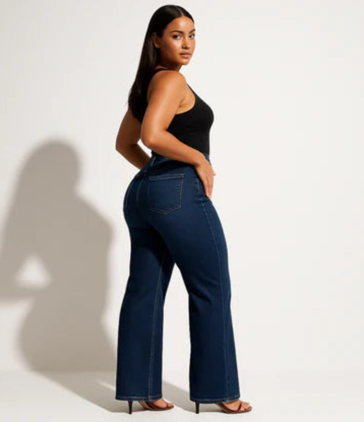 Nordyx™Stretch-denimjeans med vide ben, mellomlav midje