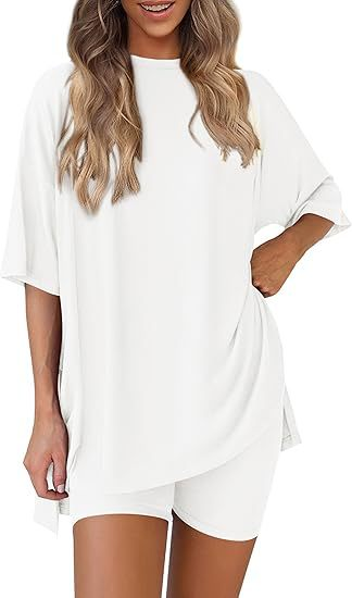 Nordyx™ Sommer loungesett i to deler Oversized skjorte og matchende sykkelshorts