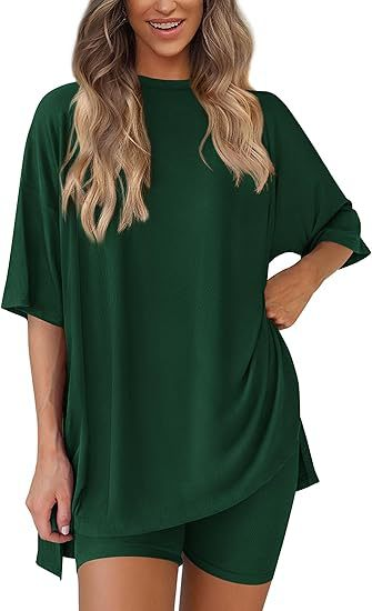 Nordyx™ Sommer loungesett i to deler Oversized skjorte og matchende sykkelshorts