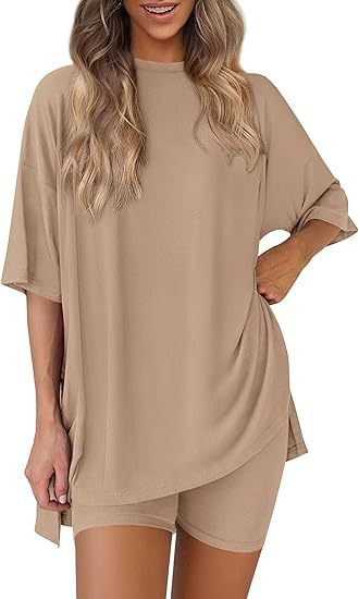 Nordyx™ Sommer loungesett i to deler Oversized skjorte og matchende sykkelshorts
