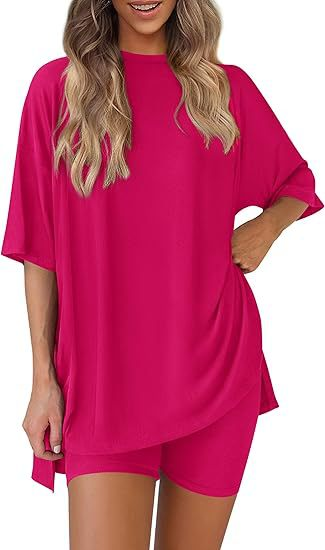 Nordyx™ Sommer loungesett i to deler Oversized skjorte og matchende sykkelshorts