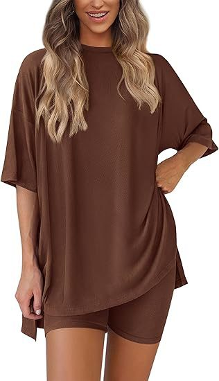 Nordyx™ Sommer loungesett i to deler Oversized skjorte og matchende sykkelshorts