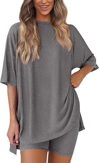 Nordyx™ Sommer loungesett i to deler Oversized skjorte og matchende sykkelshorts