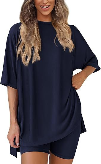 Nordyx™ Sommer loungesett i to deler Oversized skjorte og matchende sykkelshorts