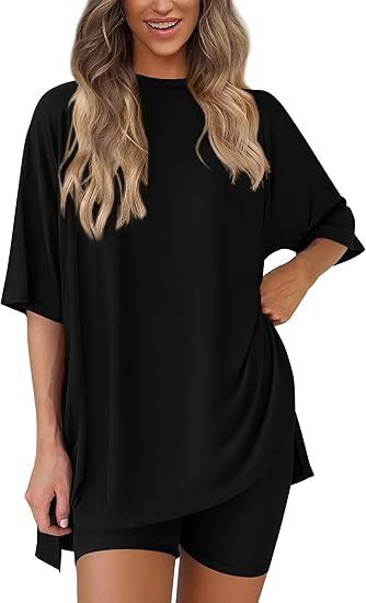 Nordyx™ Sommer loungesett i to deler Oversized skjorte og matchende sykkelshorts