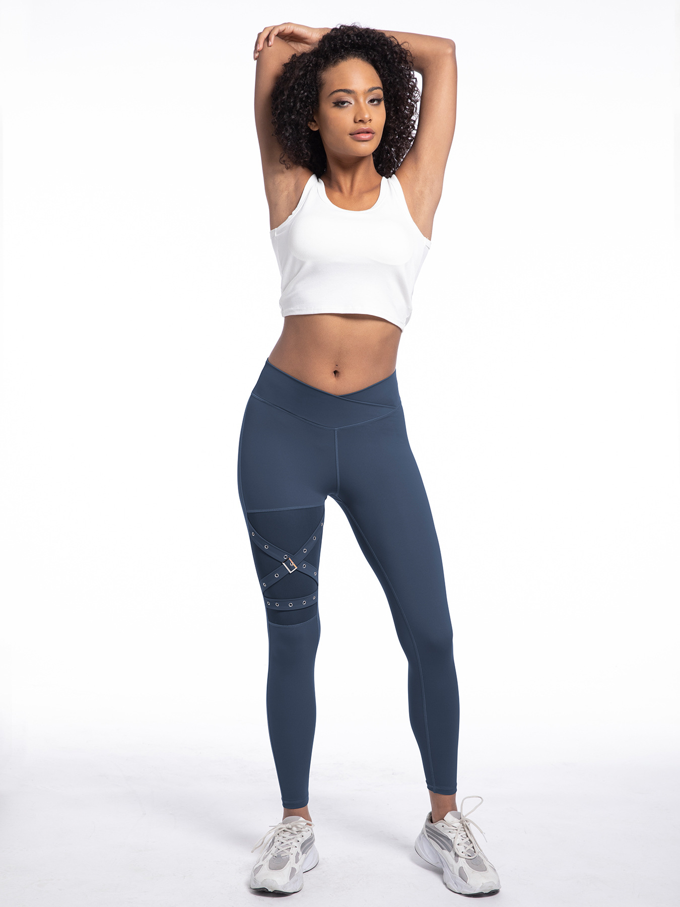 Nordyx™Crossover yogaleggings med høyt liv, kontrast-mesh og dekorativ spenne