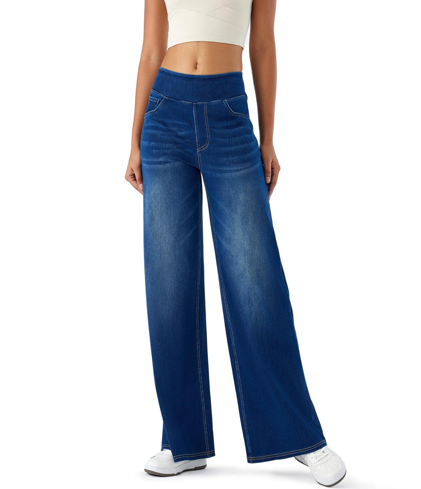 Nordyx Flex™Høytlivede baggy jeans med vide ben, vasket look og flere lommer