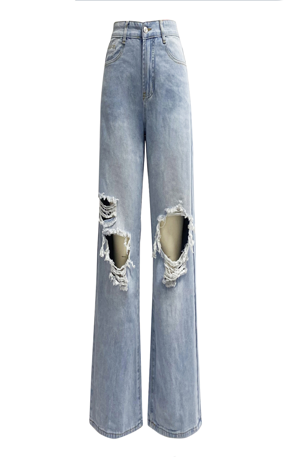 Nordyx™Lav midje baggy jeans med hullete knær