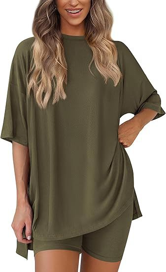 Nordyx™ Sommer loungesett i to deler Oversized skjorte og matchende sykkelshorts
