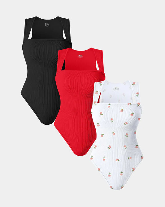Nordyx™Ribbestrikket body med firkantet utringning
