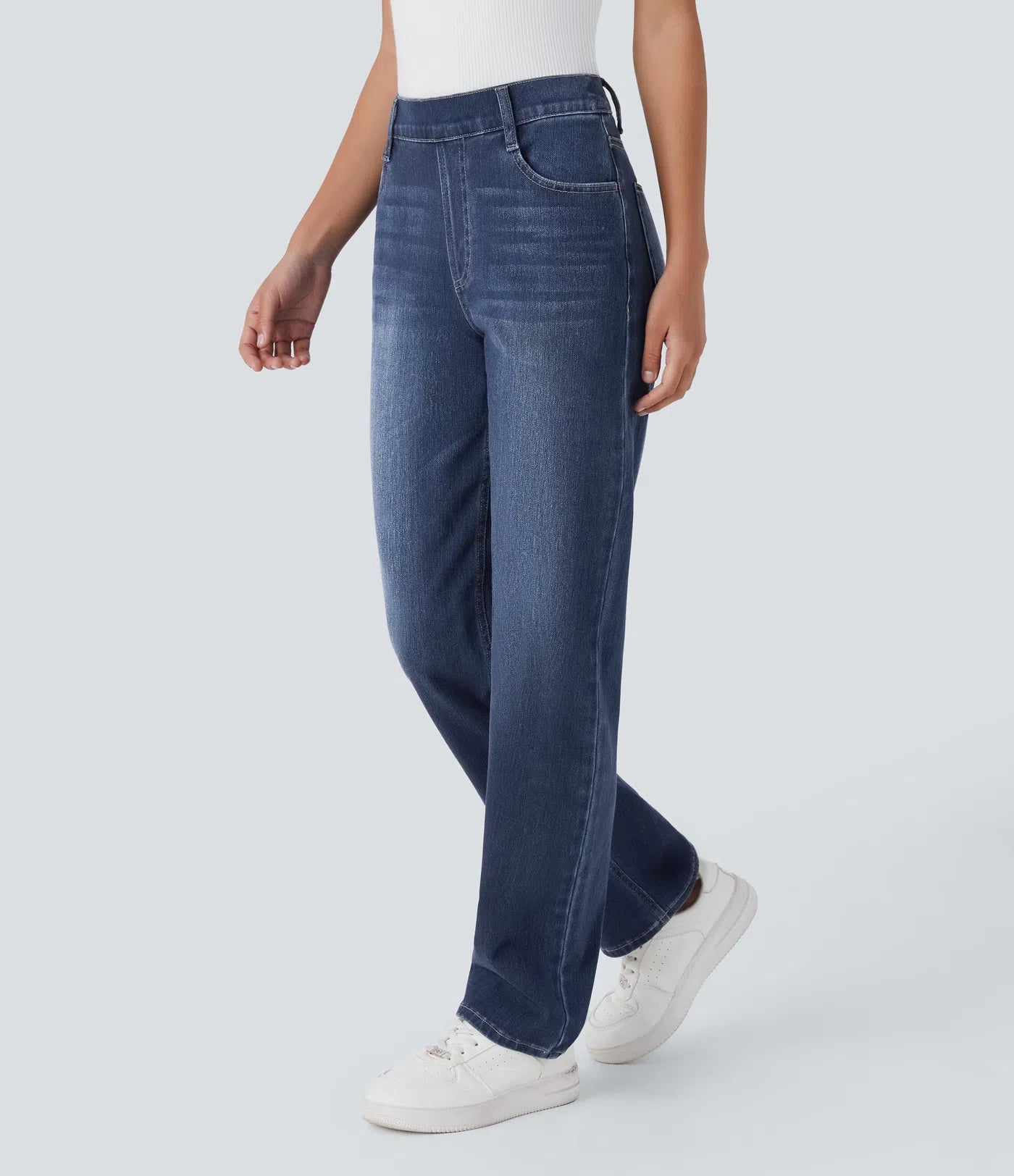Vasket straight-leg jeans – med flatterende høyt liv