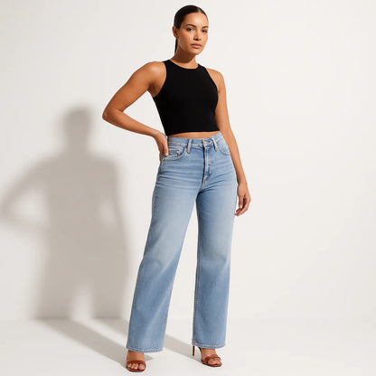 Nordyx™Stretch-denimjeans med vide ben, mellomlav midje