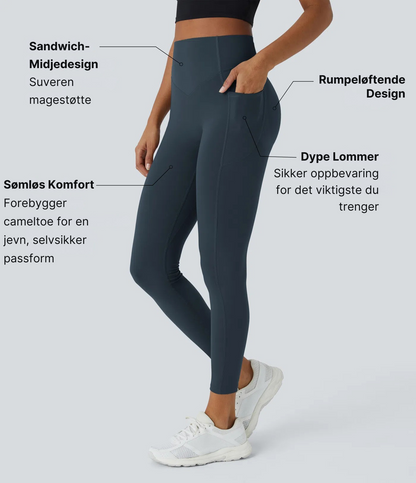 Nordyx UltraSculpt™ Høytlivs Scrunch Rumpeløftende Treningsleggings med Magekontroll og Lommer