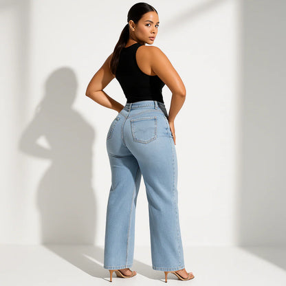 Nordyx™Stretch-denimjeans med vide ben, mellomlav midje