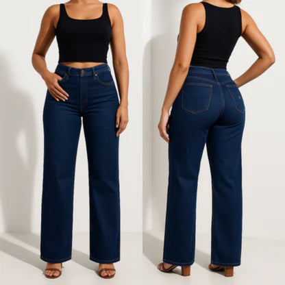 Nordyx™Stretch-denimjeans med vide ben, mellomlav midje