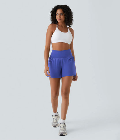 2‑i‑1 Superhøytlivs Yogashorts med Baklomme & Skjult Sidelomme
