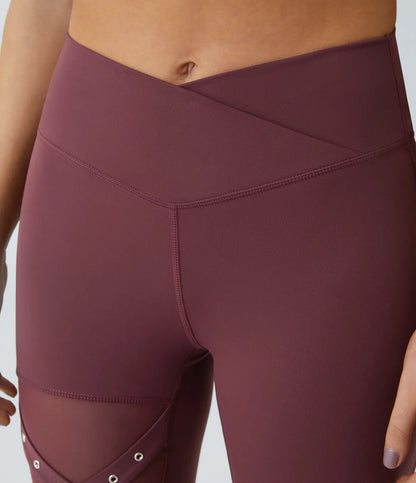 Nordyx™Crossover yogaleggings med høyt liv, kontrast-mesh og dekorativ spenne