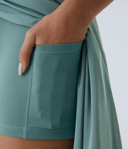 Nordyx™2-i-1-design: Høytlivs skjørt med snøring, kontrast-mesh og praktiske lommer