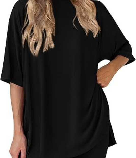 Nordyx™ Sommer loungesett i to deler Oversized skjorte og matchende sykkelshorts