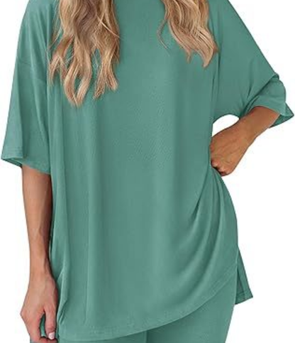 Nordyx™ Sommer loungesett i to deler Oversized skjorte og matchende sykkelshorts