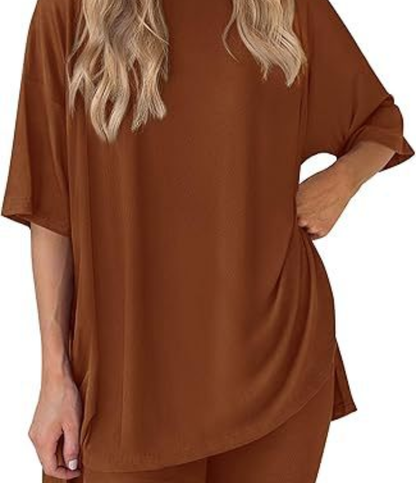 Nordyx™ Sommer loungesett i to deler Oversized skjorte og matchende sykkelshorts