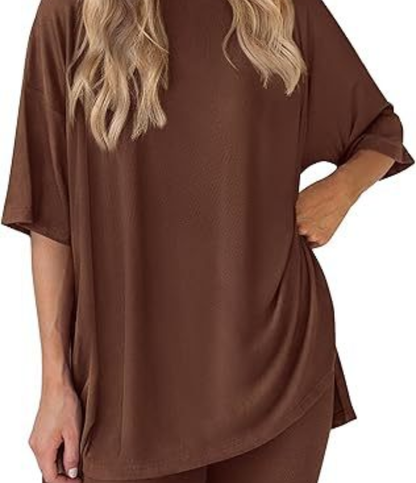 Nordyx™ Sommer loungesett i to deler Oversized skjorte og matchende sykkelshorts