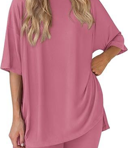 Nordyx™ Sommer loungesett i to deler Oversized skjorte og matchende sykkelshorts