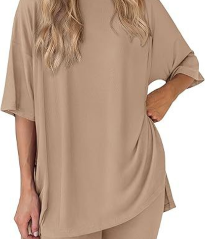 Nordyx™ Sommer loungesett i to deler Oversized skjorte og matchende sykkelshorts