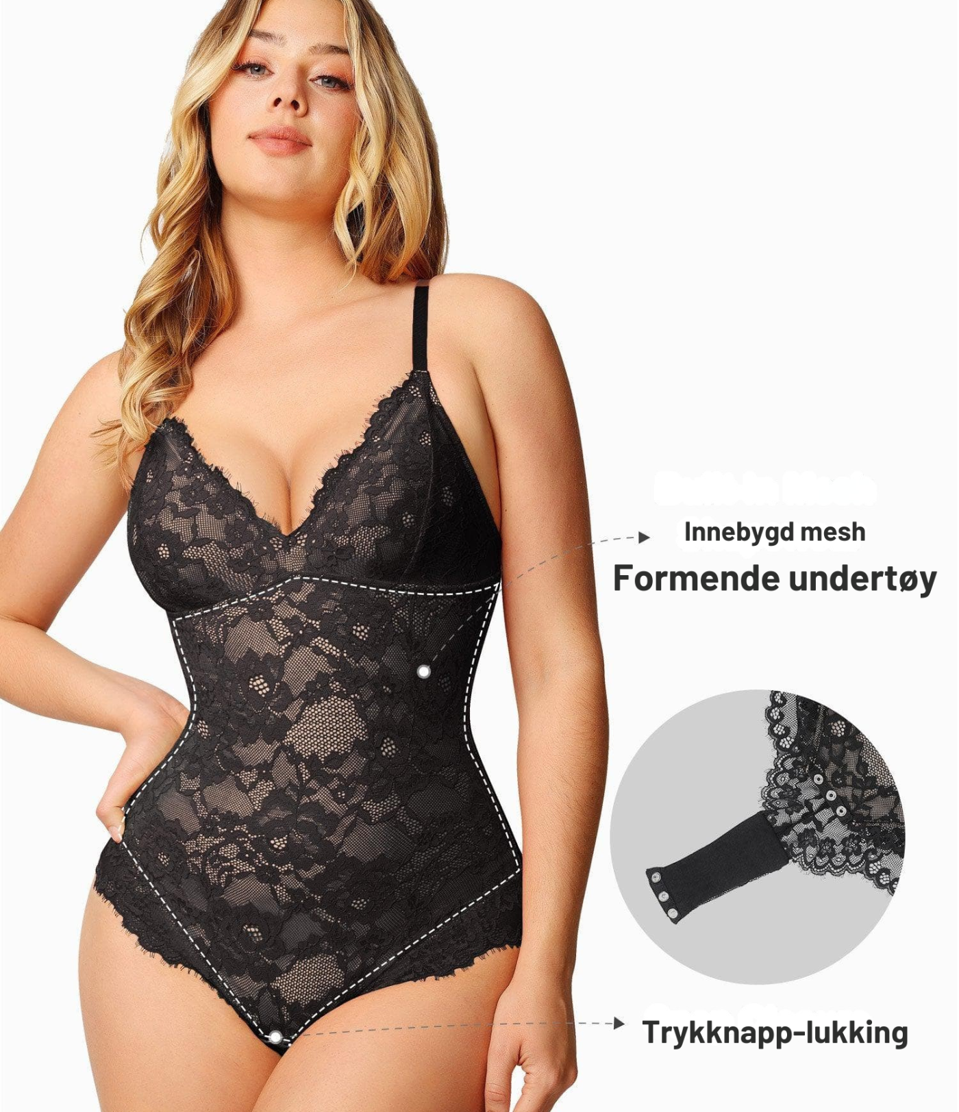 Nordyx™Flatterende bodysuit i blonde med dyp V-utringning