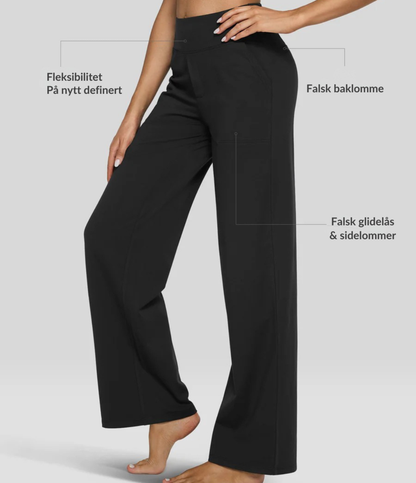 Nordyx™Høytlivs vide bukser til arbeid og yoga med lommer