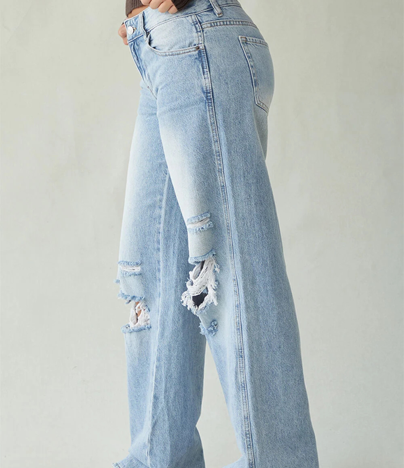 Nordyx™Lav midje baggy jeans med hullete knær