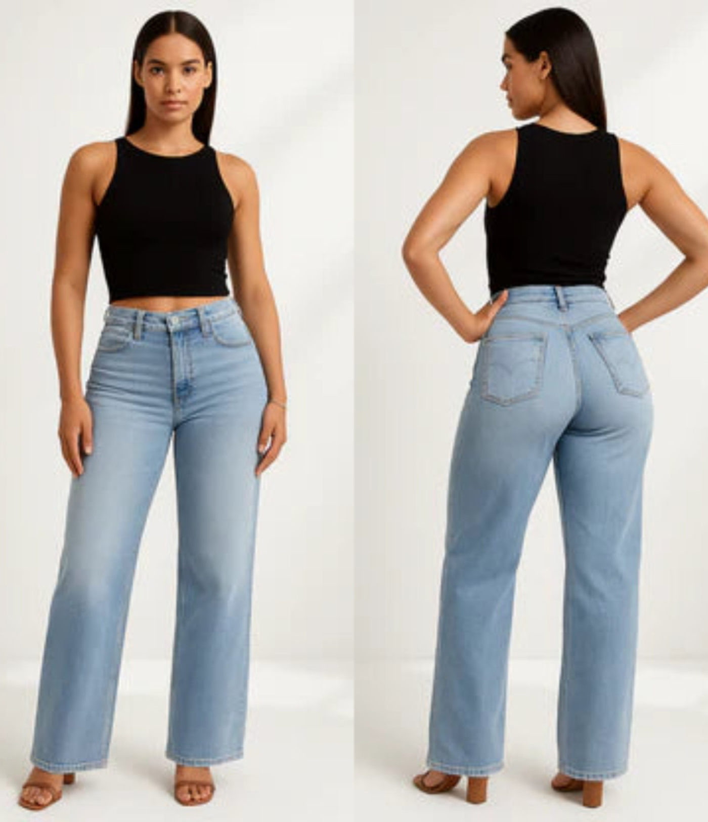 Nordyx™Stretch-denimjeans med vide ben, mellomlav midje