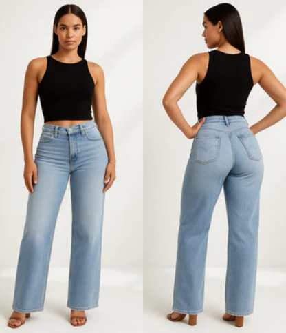 Nordyx™Stretch-denimjeans med vide ben, mellomlav midje