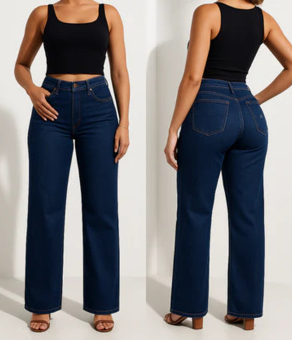 Nordyx™Stretch-denimjeans med vide ben, mellomlav midje