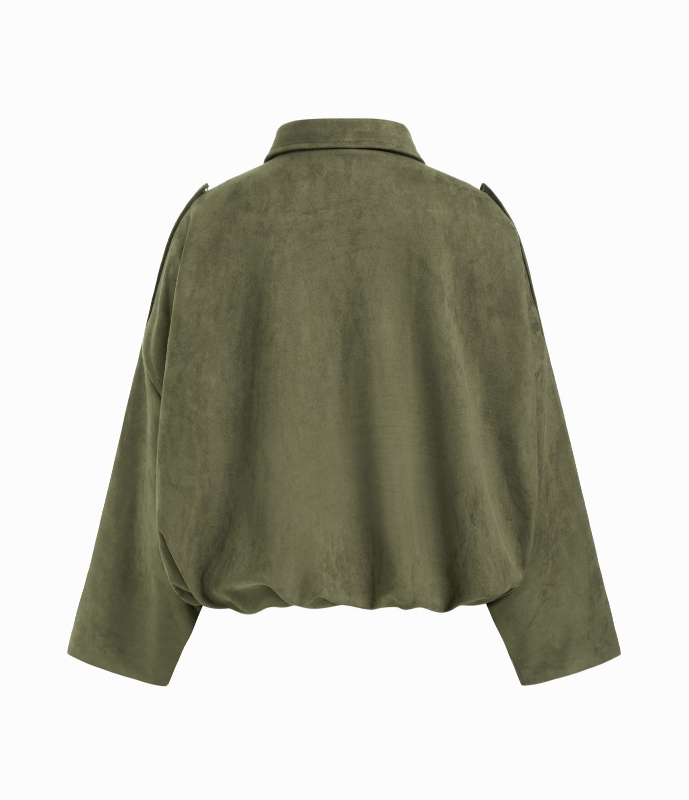 Oversized bomberjakke i semsket skinn