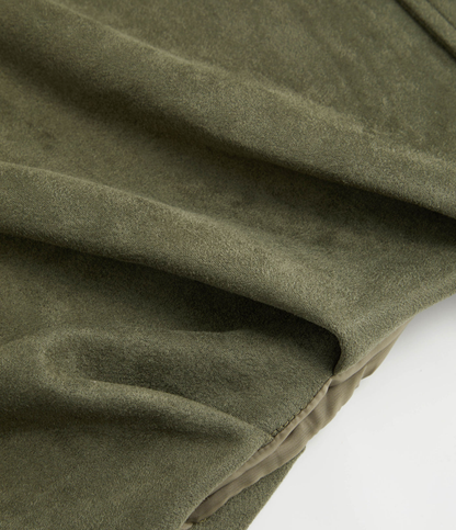 Oversized bomberjakke i semsket skinn