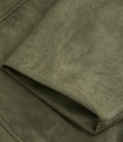 Oversized bomberjakke i semsket skinn