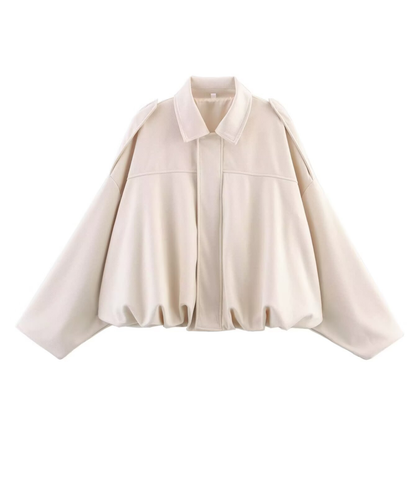 Oversized bomberjakke i semsket skinn