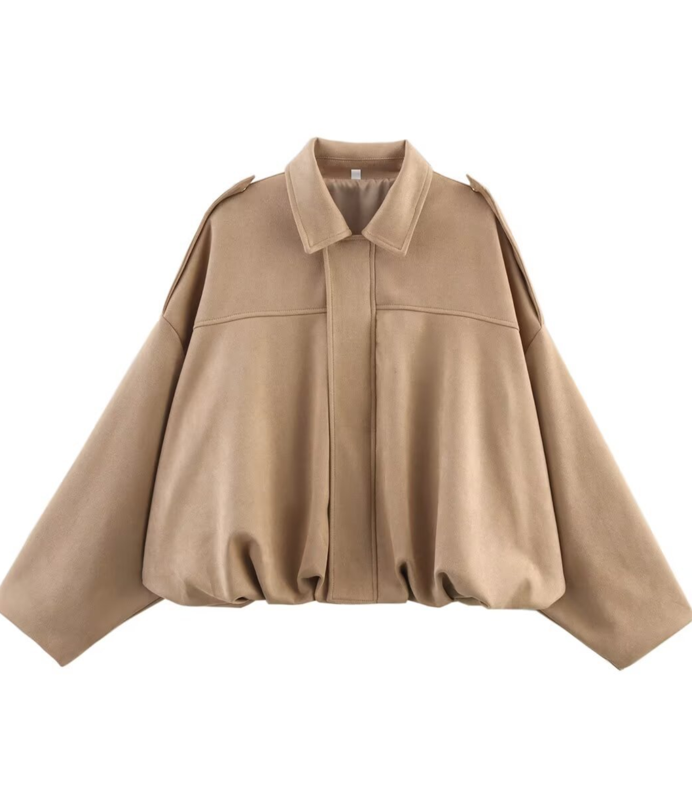 Oversized bomberjakke i semsket skinn