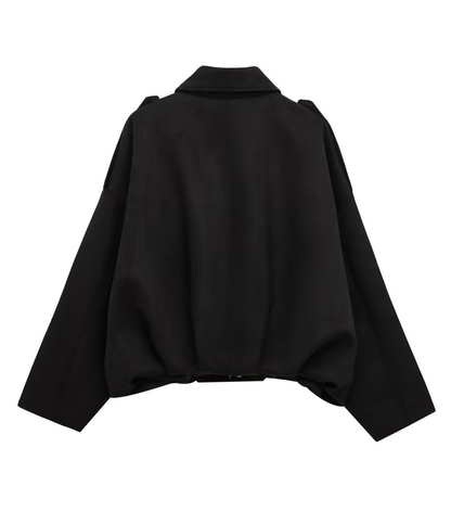 Oversized bomberjakke i semsket skinn