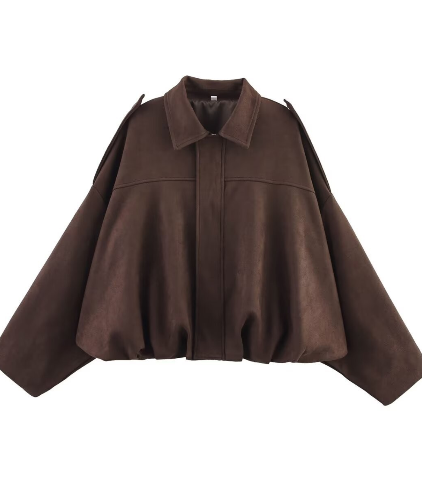 Oversized bomberjakke i semsket skinn