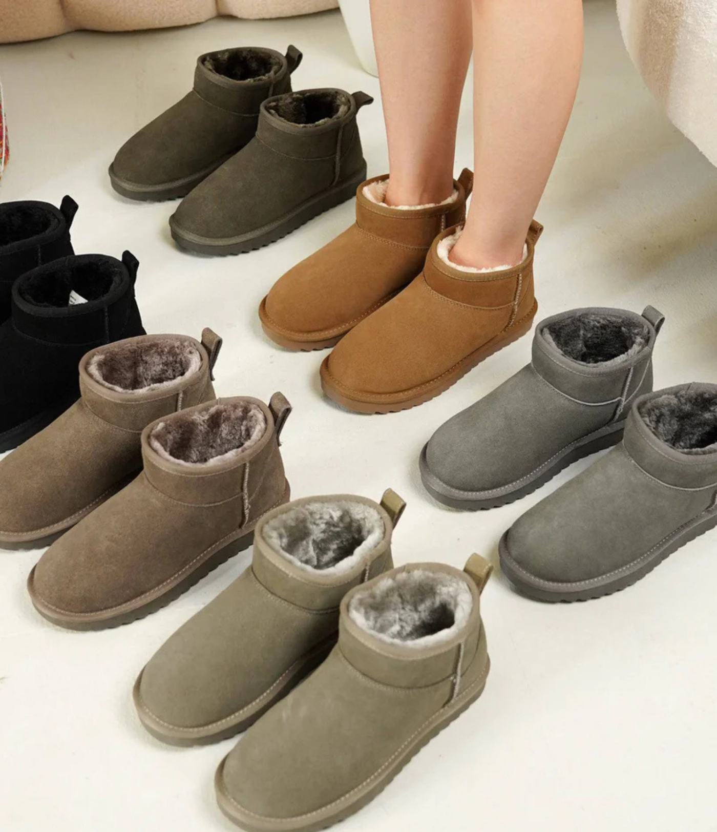 Vannavvisende ankelstøvler i semsket skinn