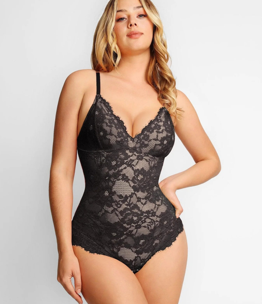 Nordyx™Flatterende bodysuit i blonde med dyp V-utringning